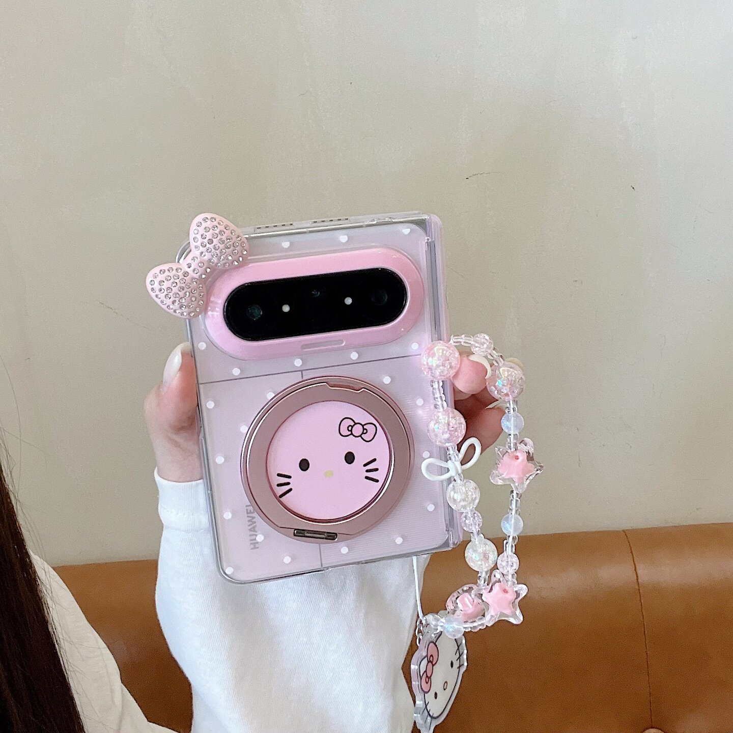 立体蝴蝶结笑脸折叠屏防摔手机壳