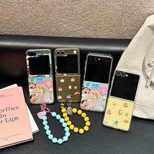 ins韩系少女风闪粉滴胶彩色哭娃适用三星GalaxyZFlip7 zflip7fe折叠屏w24flip防摔zflip5链条 6手机壳全包新款