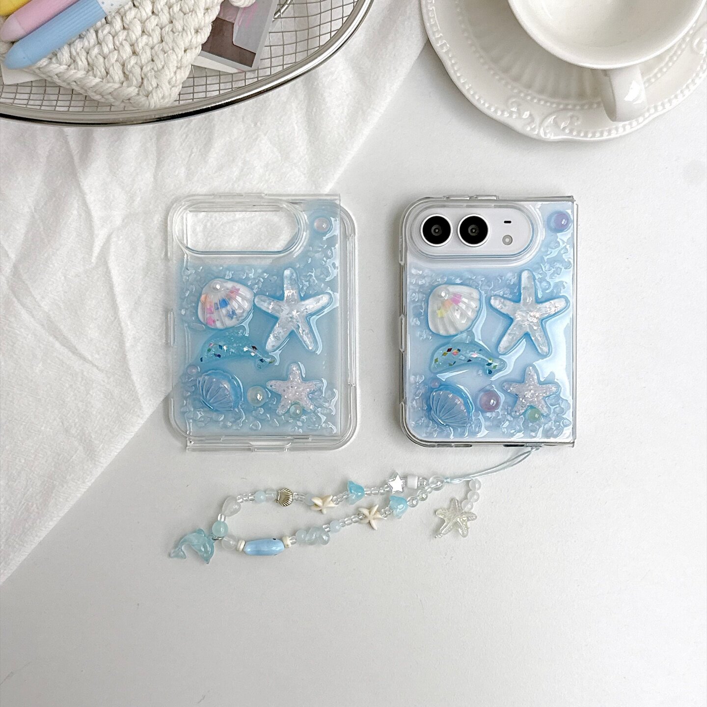ins闪粉滴胶海豚iPhoneDuo壳