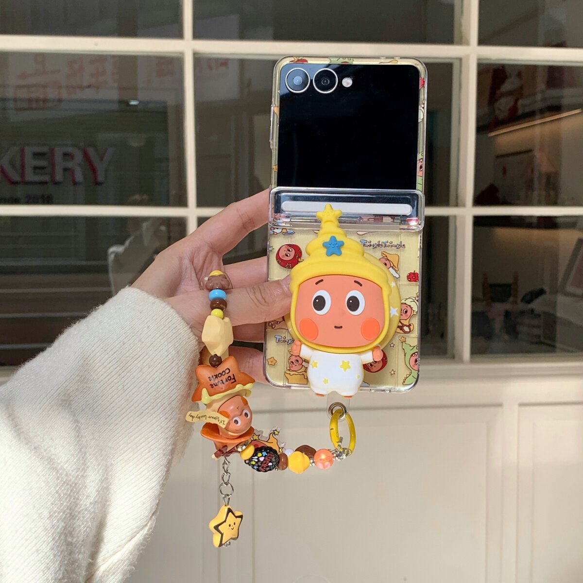 可爱卡通睡衣星星小人磁吸支架适用三星galxyzflip7/6手机壳插卡折叠屏w24flip防摔保护套zflip5/4/3护中轴女