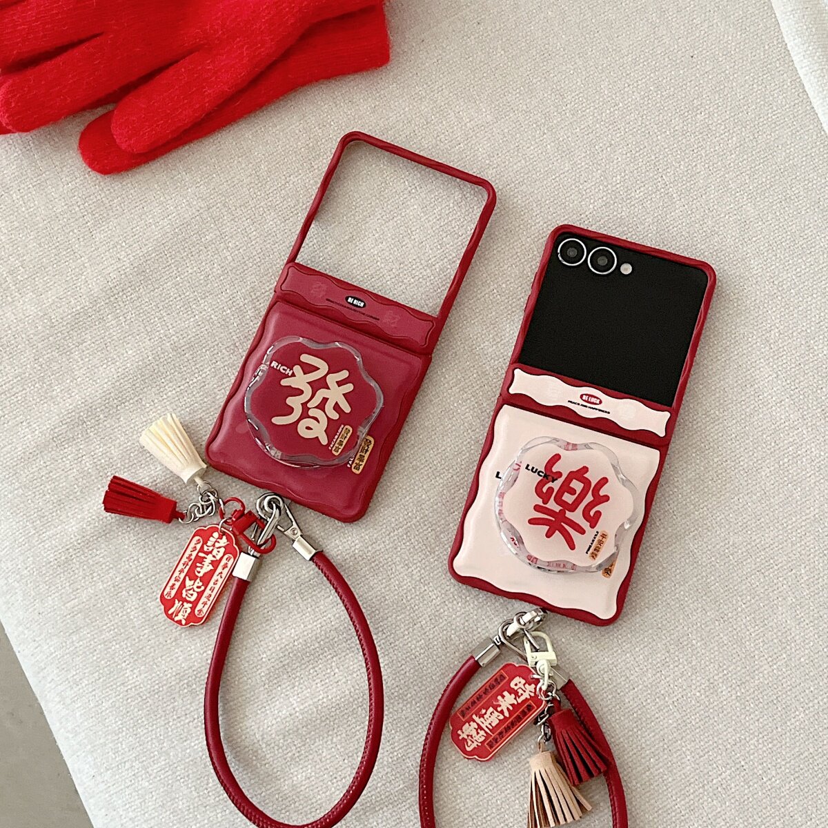 贴皮鼓包发财喜乐磁吸支架适用三星GalaxyZFlip7手机壳保