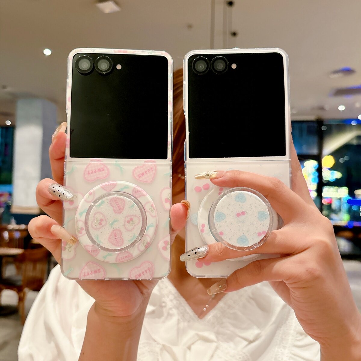 韩国粉蓝色爱心草莓樱桃磁吸支架适用三星GalaxyZFlip7/6手机壳全包zflip7fe折叠屏Flip5保护套小米mixflip女