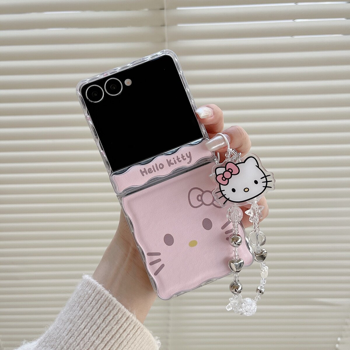 可爱粉色Kitty折叠屏全包手机壳