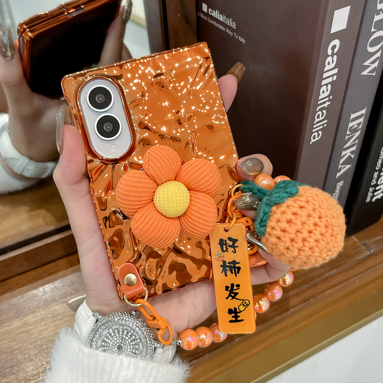 三星折叠屏可爱花朵支架壳全包
