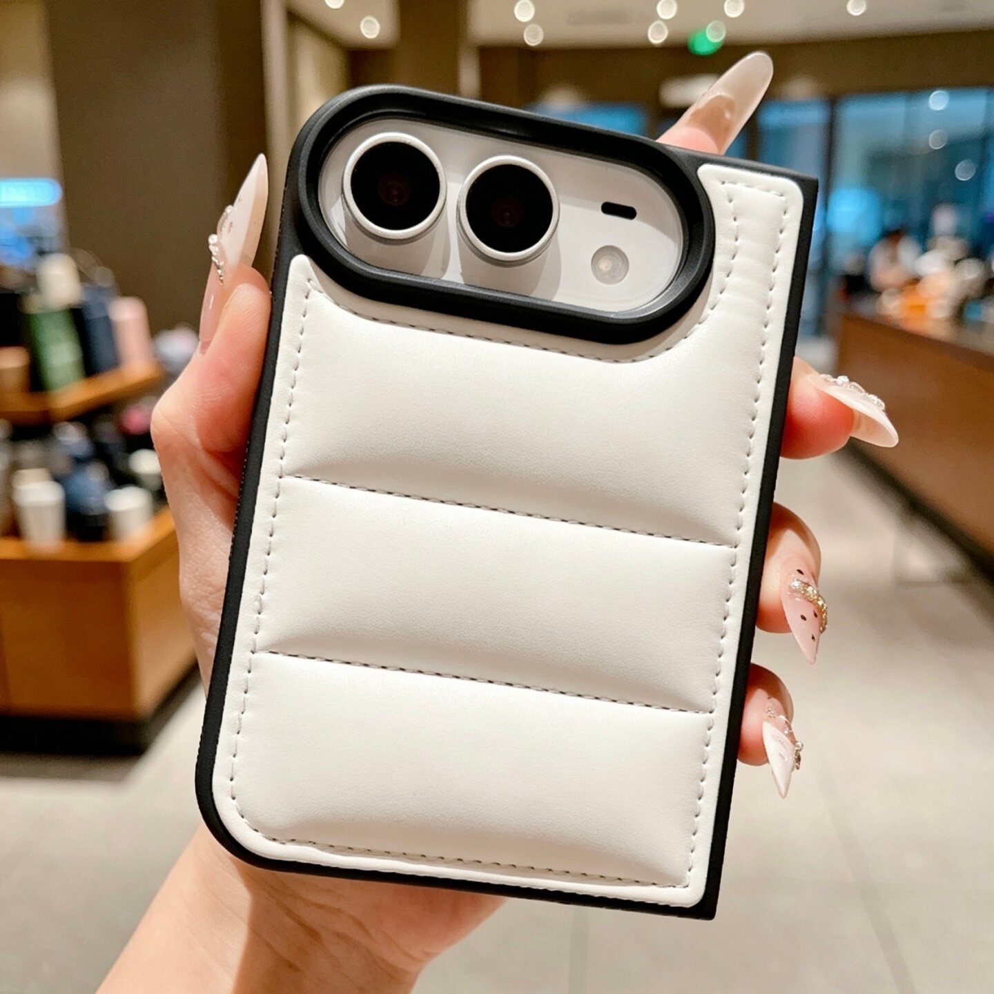 个性潮牌白色羽绒服适用于手机壳iPhone Duo保护套苹果折叠屏iPhoneDuo全包防摔前边框时尚简约iphoneduo男女