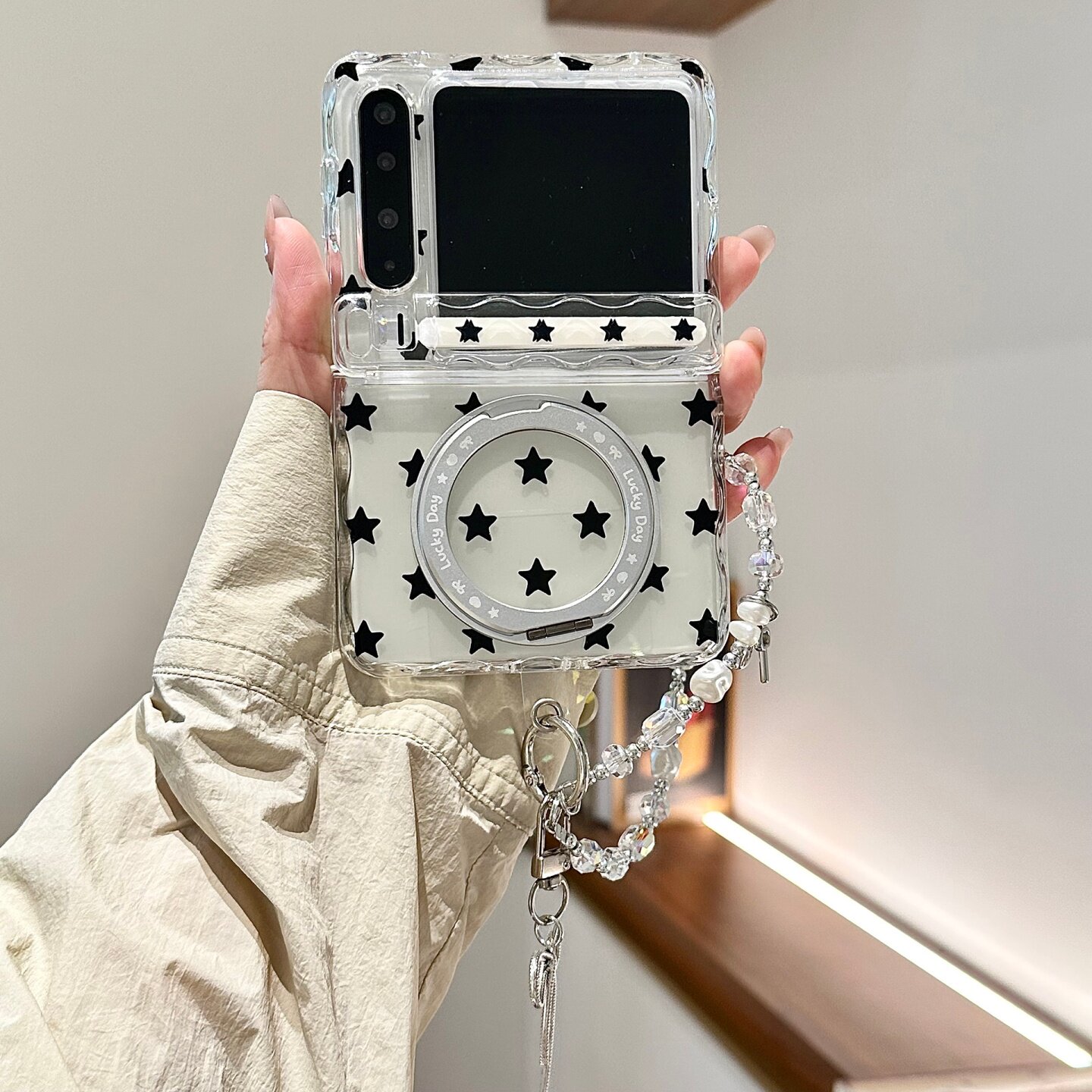 简约ins风格子星星适用华为PuraX手机壳360支架保护套purax典藏版折叠屏PuraXMax全包防摔三星zflip7/6/7fe女