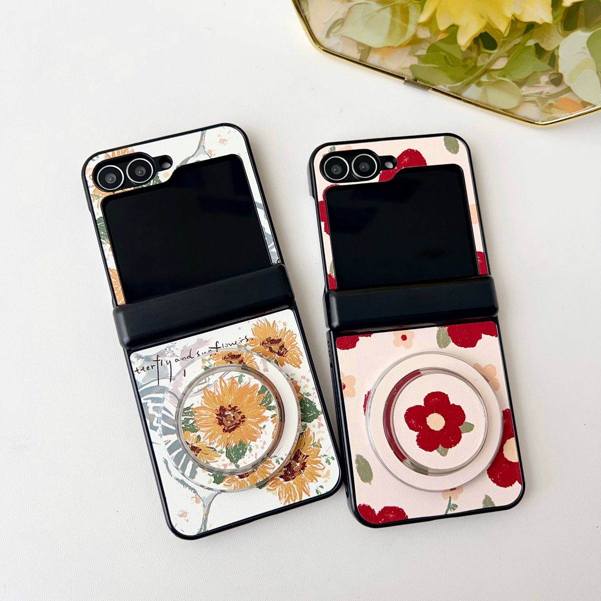 油画菊花蝴蝶适用三星ZFlip7手机