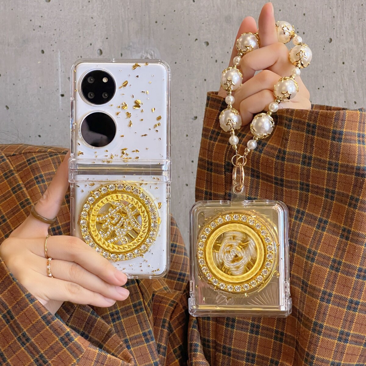 滴胶金箔闪粉转盘发财手机壳