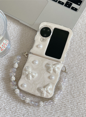 简约ins滴胶珠光奶油胶立体蝴蝶结适用oppofindn3flip手机壳全包软胶新款oppo折叠保护套N2+Flip翻盖防摔潮流