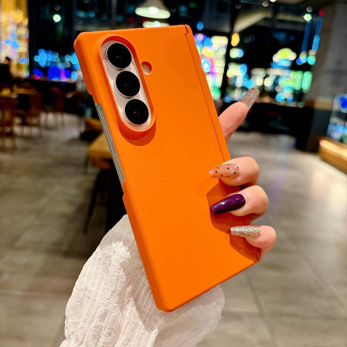 个性马克龙磨砂纯色双中轴磁吸新款橙色适用三星Galaxy Z Fold7/6折叠屏保护套手机壳zfold5全包高级感防摔潮