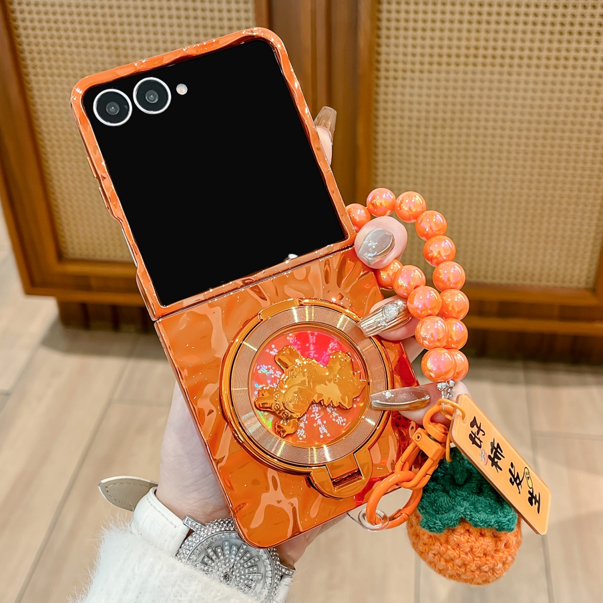 喜庆好柿发生新年小马旋转手机壳