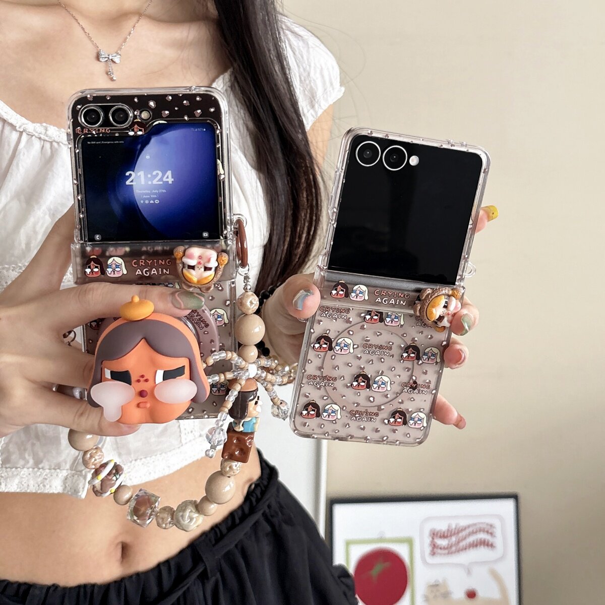 ins可爱趣味纸尿裤立体哭娃磁吸支架适用韩国三星GalaxyZFlip7/6手机壳全包新款zflip7fe折叠屏w24flip保护套