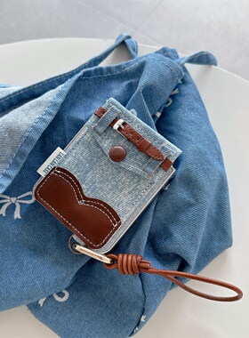 创意牛仔布插卡包口袋适用三星zflip7/6/5折叠屏手机壳华为PuraX手提小米MIXFlip荣耀VFlip2小众oppon3flip潮