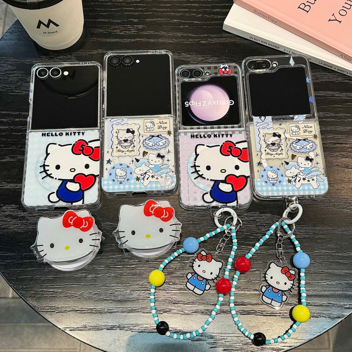 韩系少女风HelloKitty猫磁吸支架适用三星GalaxyZFlip7/6手机壳全包新款zflip7fe折叠屏w24flip防摔Flip5透明