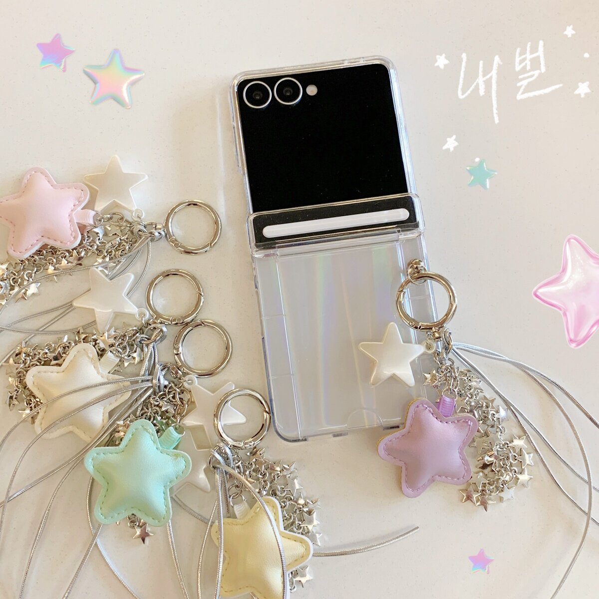 ins星星挂件适用韩国三星GalaxyZFlip7/6/5手机壳插卡全包新款zflip7fe折叠屏w24flip翻盖保护套ZFlip4/3女款