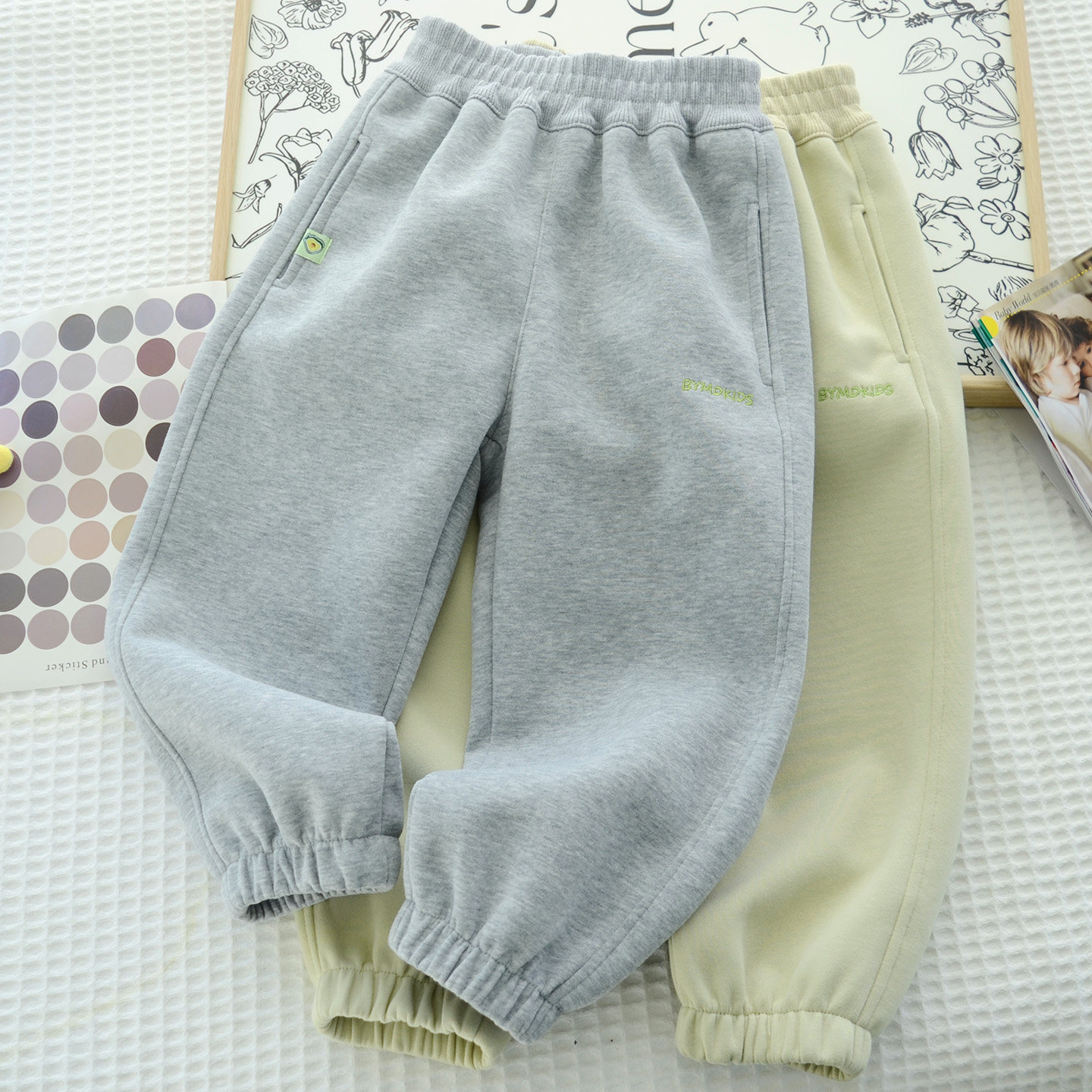 春季女童百搭休闲运动裤 中大童韩版舒适卫裤 甜美刺绣透气软长裤