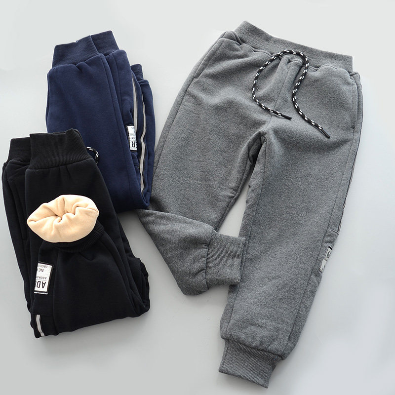 特价清仓儿童双层加绒裤 秋冬男女童纯棉休闲保暖裤子 运动长裤子