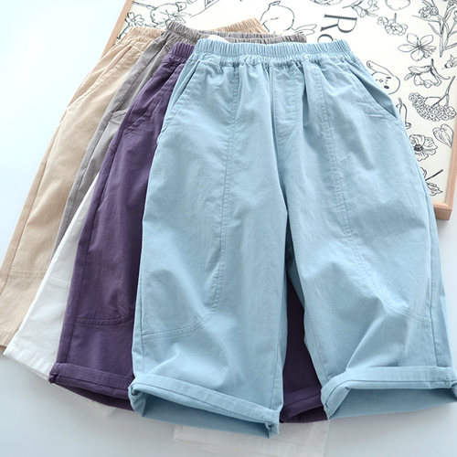 布衣麻豆儿童夏季薄裤纯棉九分裤