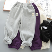 秋冬加厚保暖运动长裤 儿童加绒卫裤 男女童松紧腰休闲裤