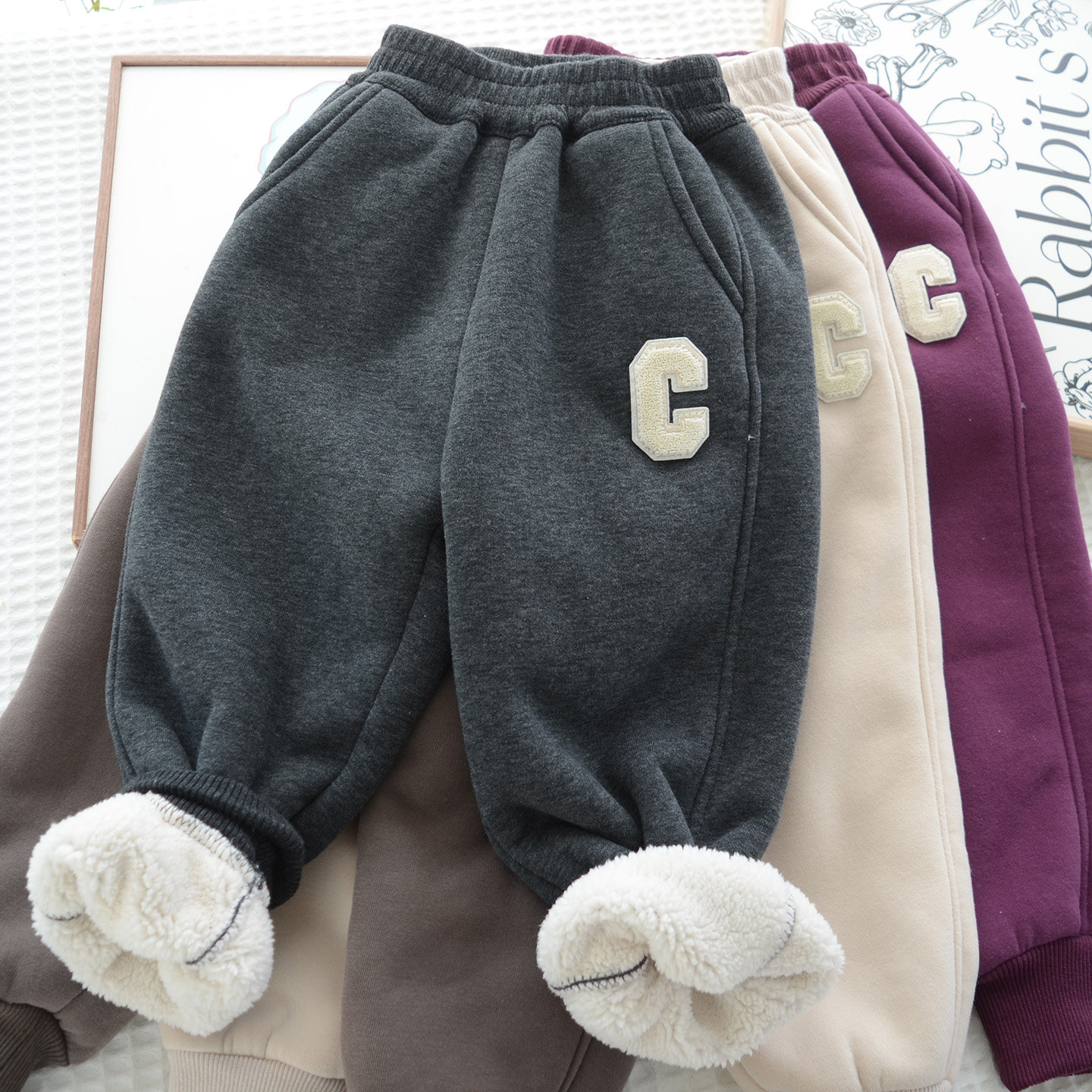 冬季儿童羊羔绒保暖裤子 男童女童加绒加厚过冬运动保暖棉裤卫裤,童装/婴儿装/亲子装,裤子,淘宝优惠券,粉丝福利购,淘宝优惠卷