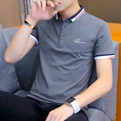 男士短袖t恤纯棉翻领成熟青年