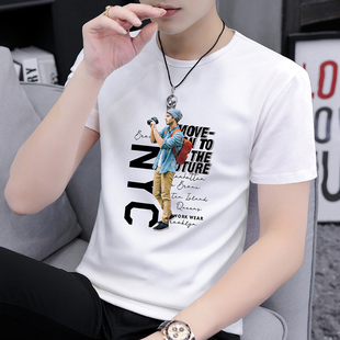 2026新款 t恤纯棉潮流带印花半袖 夏季 短袖 休闲帅气上衣服 男士 男装