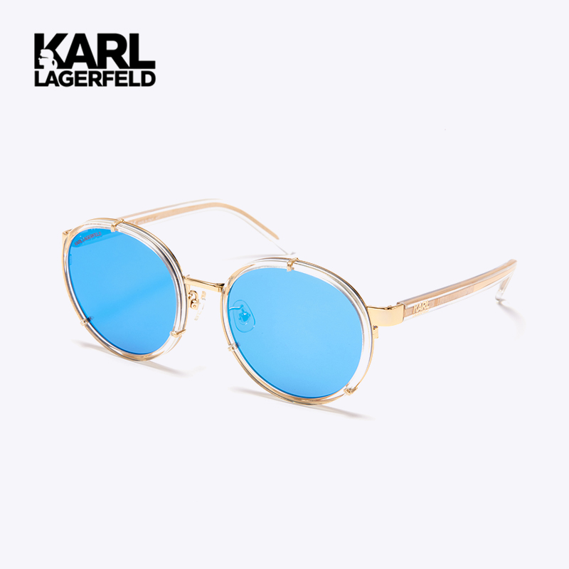意大利产KARL LAGERFELD老佛爷复古圆框户外时尚百搭墨镜 KL253SK