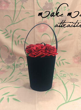 丝绒玫瑰花手拎包复古手提女包小众时尚造型水桶包vintage古着包