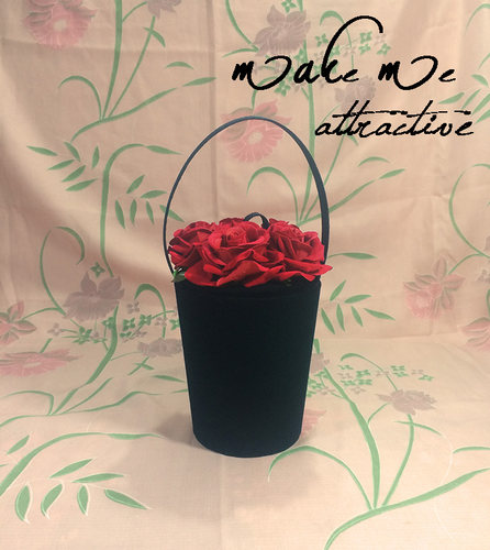 丝绒玫瑰花手拎包复古古着水桶包