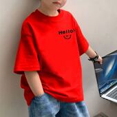 儿童装 男童短袖 纯棉上衣 爆款 中大童宽松百搭半袖 t恤2025夏季 韩版
