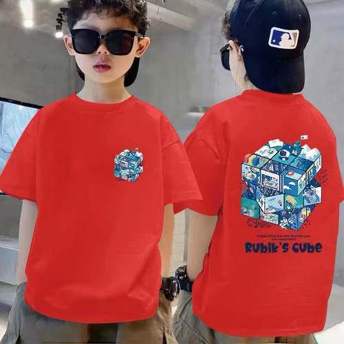 男大童夏季纯棉短袖t恤2025新款