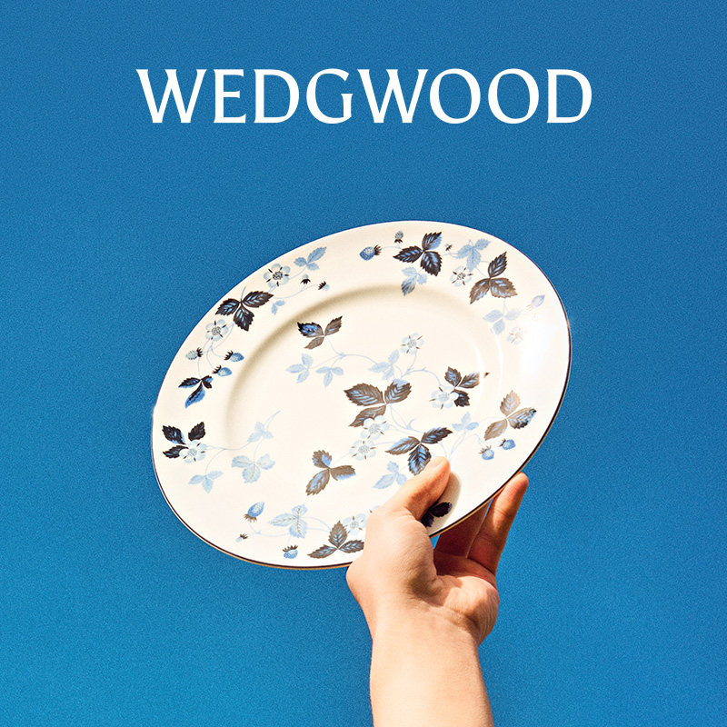 WEDGWOOD威基伍德野草莓墨蓝碗盘餐套骨瓷米饭碗盘子家用送礼