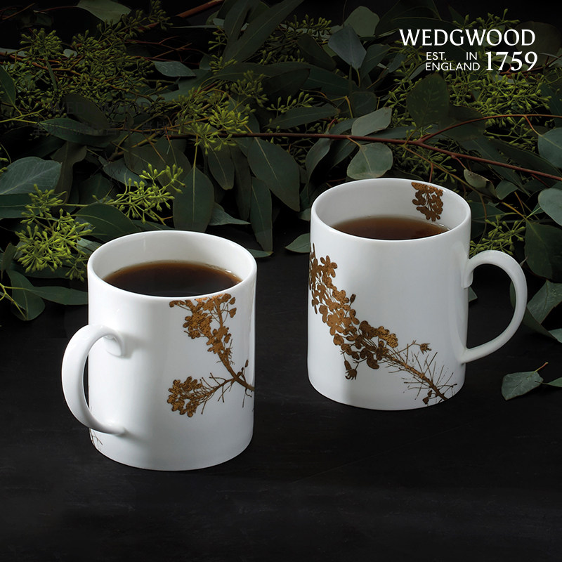 WEDGWOOD王薇薇灿金花园马克杯咖啡杯骨瓷情侣对杯家用送礼