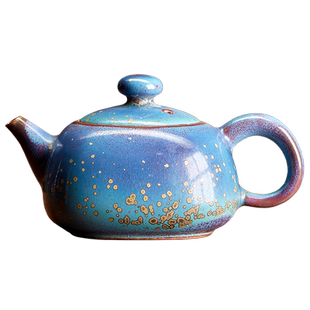 孔相卿【中原壶】大师亲工印章款 铜系青蓝釉 孔家钧窑收藏级茶器