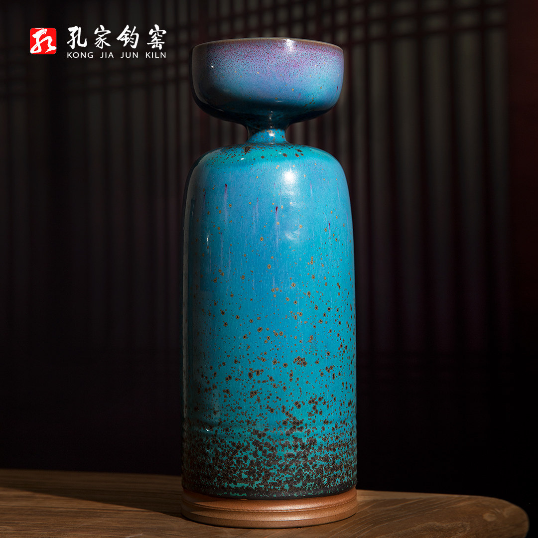 孔相卿【盘口瓶】中国工美大师亲工手签款 钧瓷摆件收藏臻品