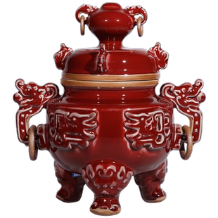 孔家钧窑【兆龙鼎22cm】钧瓷手工艺品陶瓷纯手工摆件家居装饰品