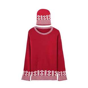 森系复古北欧费尔岛撞色套头毛衣女秋7530 小四专享