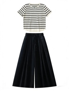 小四专享～条纹短袖 8801 T恤套装