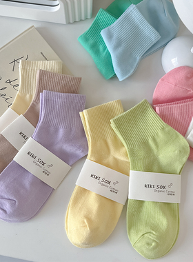 白色袜子女中筒袜纯棉夏季薄款ins潮夏天短筒袜纯色日系春季短袜