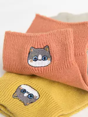 Cartoon socks children cotton ins tide Korea spring and autumn thin cat cute Japanese Joker summer shallow socks