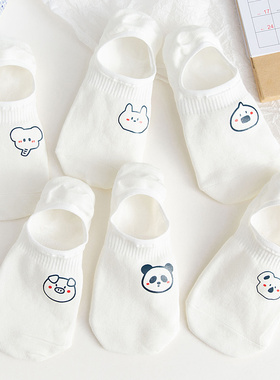 白色袜子女船袜浅口隐形防滑不掉跟春夏季薄款纯棉ins潮短袜夏天