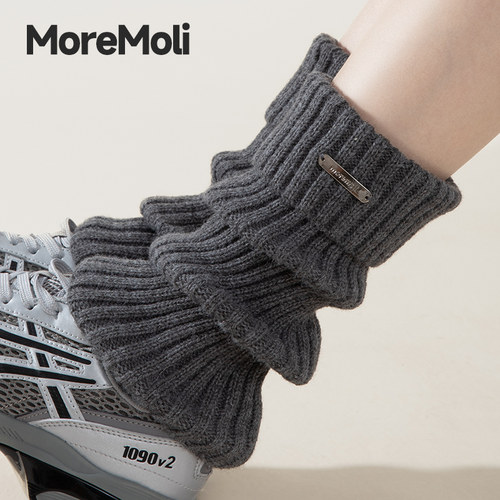 灰色袜套女秋冬季纯棉y2k针织袜子女堆堆袜冬天长筒保暖小腿套袜