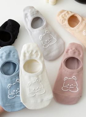 白色袜子女船袜夏季薄款纯棉袜ins潮防滑不掉跟夏天浅口隐形短袜