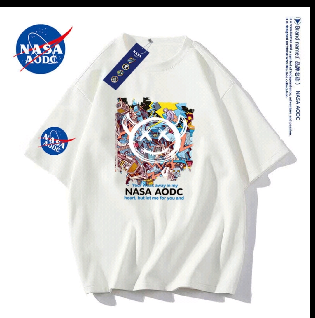 NASA2024新款男士短袖t恤 夏季纯棉上衣服青少年男款半袖潮流体恤