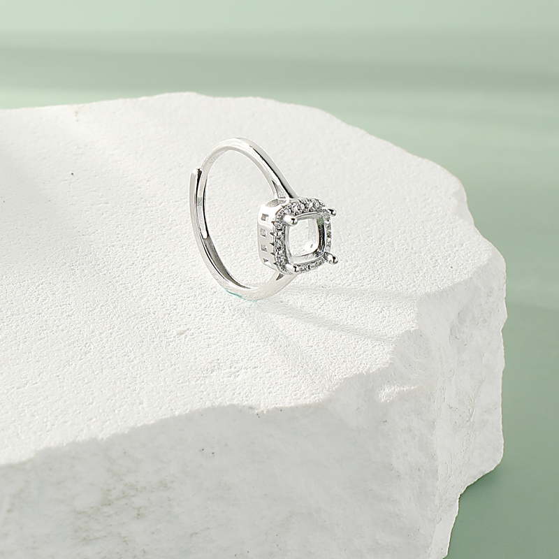 民族风镀S925纯银女戒指空托万能