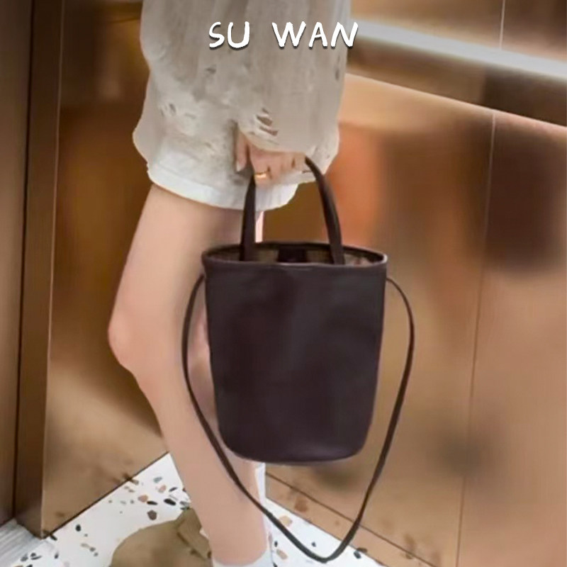 SUWAN春夏新款软包水桶斜挎女包