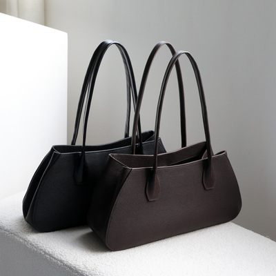 高级感头层牛皮极简手提包