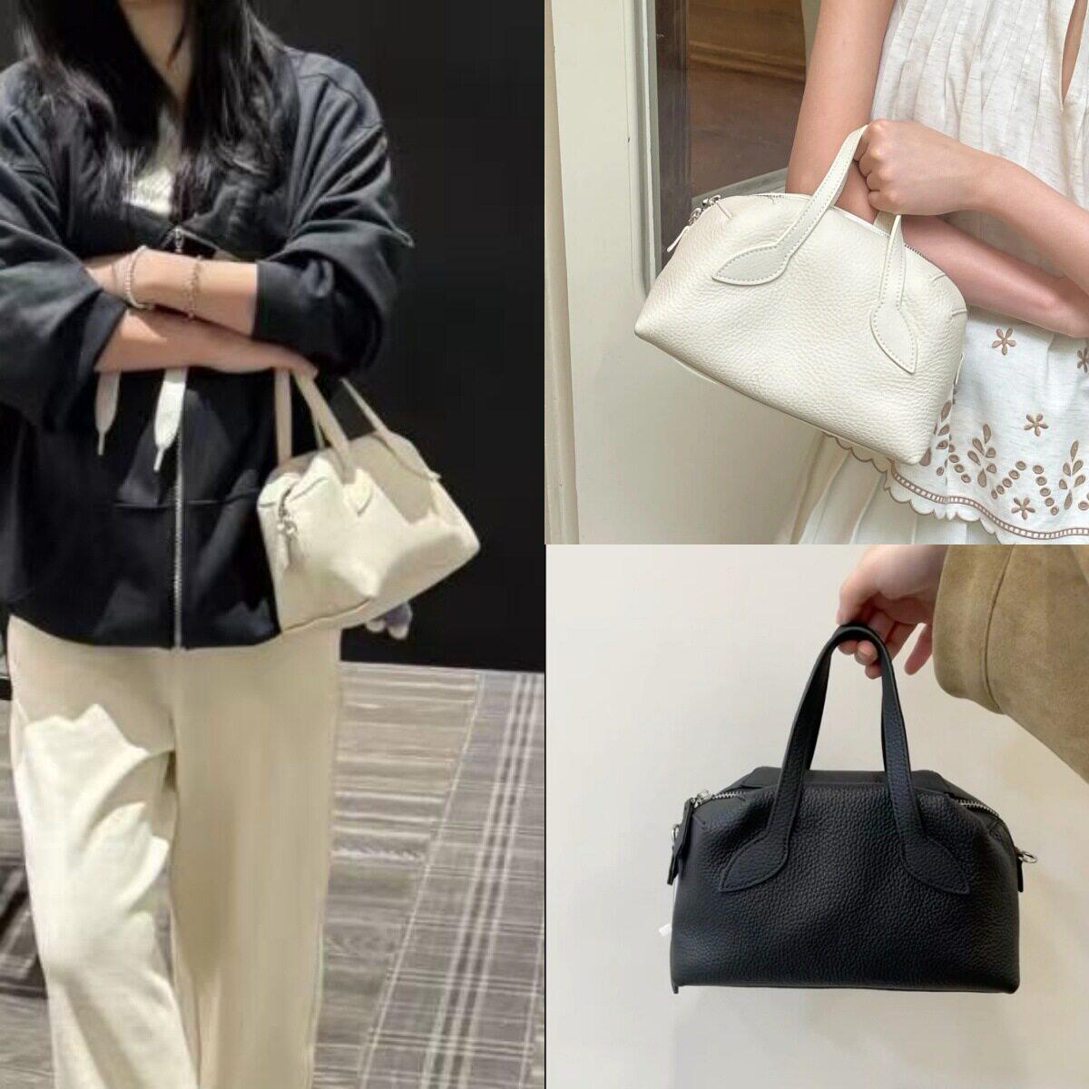 超火白色波士顿包女式26新款小众不撞款手提枕头包日常通勤斜挎包图片