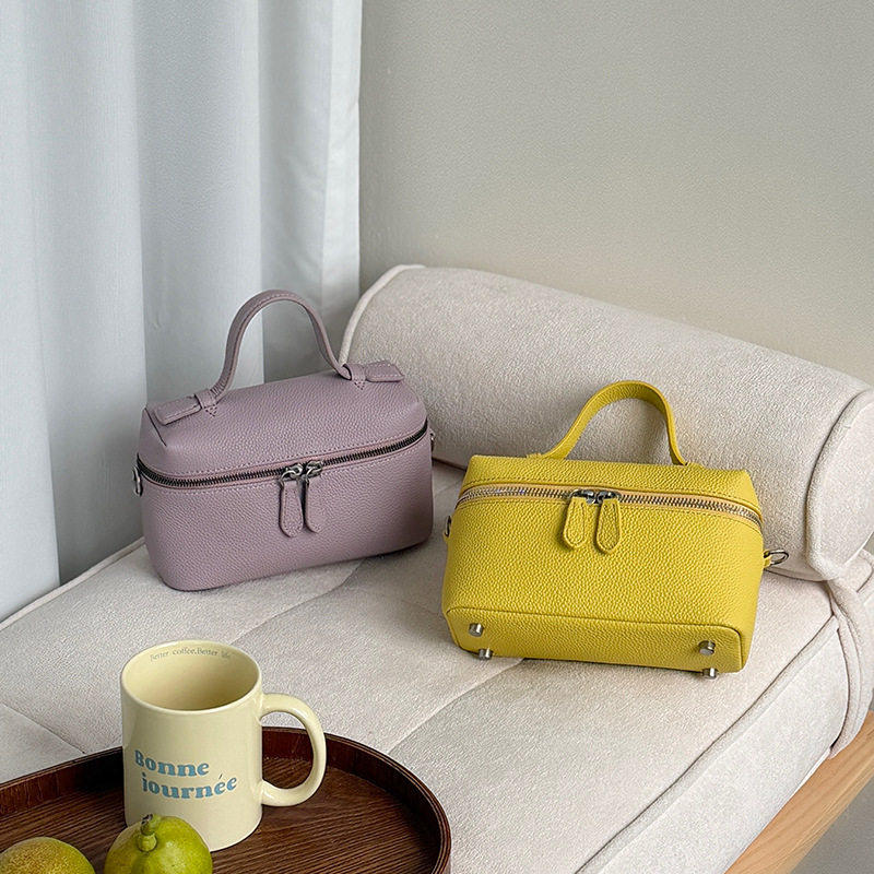 荔枝纹牛皮饭盒包2026新款迷你真皮手提包女盒子包单肩斜挎小包包