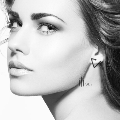 欧美风开口几何金属耳钉